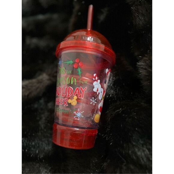 MICKEY & MINNIE MOUSE FLASHING LIGHT UP DOME CUP & TWISTED STRAW  Christmas - Picture 1 of 4